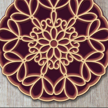 Intra απο ξύλο plywood 3mm-4mm πάχος κοπής 3D Mandala Δίασταση 12x12 cm INTRAFABR-13859368 - Image 2