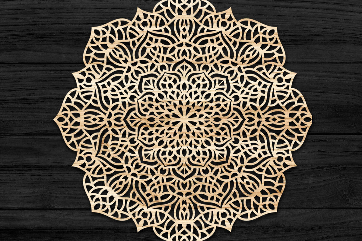 Intra απο ξύλο plywood 3mm-4mm πάχος 3D Mandala για Cricut Δίασταση 30x30 cm INTRAFABR-74285630
