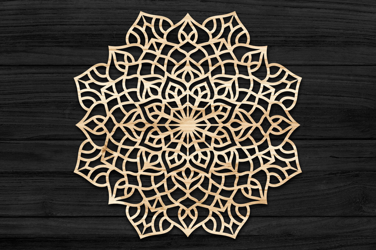 Intra απο ξύλο plywood 3mm-4mm πάχος 3D Mandala για Cricut Δίασταση 30x30 cm INTRAFABR-69579612 - Image 1