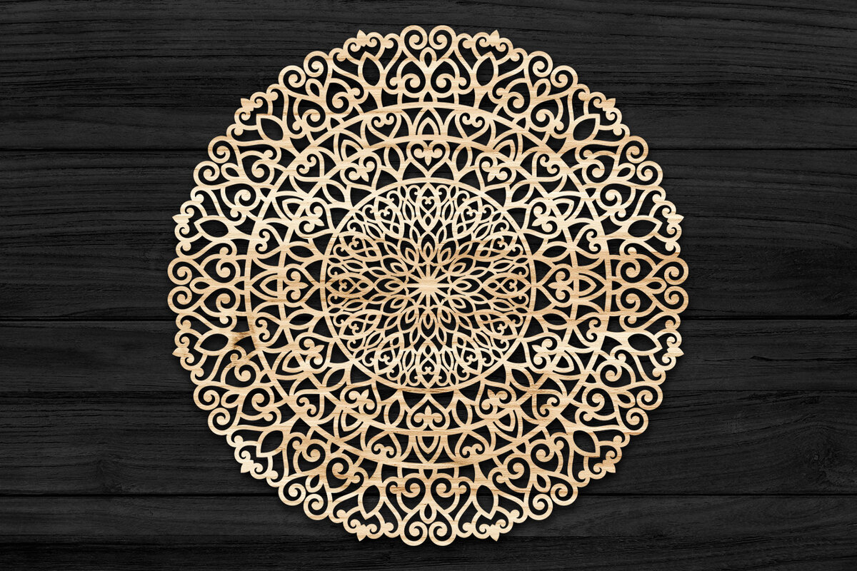 Intra απο ξύλο plywood 3mm-4mm πάχος 3D Mandala για Cricut Δίασταση 30x30 cm INTRAFABR-69585624 - Image 1