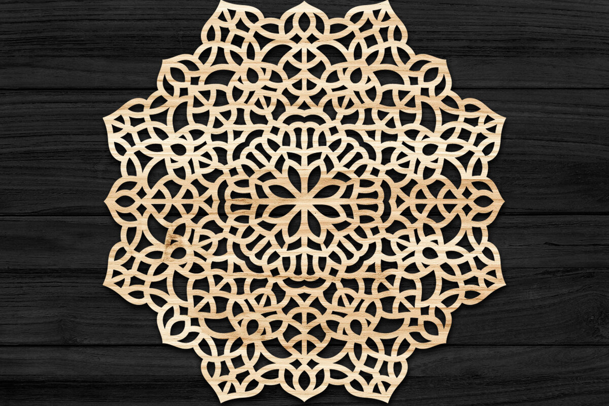 Intra απο ξύλο plywood 3mm-4mm πάχος 3D Mandala για Cricut Δίασταση 30x30 cm INTRAFABR-73487681 - Image 1