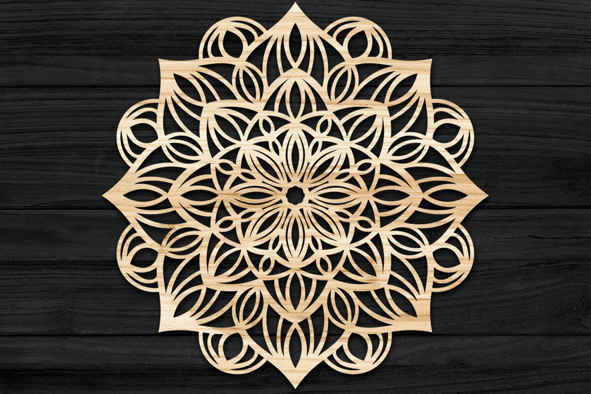 Intra απο ξύλο plywood 3mm-4mm πάχος 3D Mandala για Cricut Δίασταση 30x30 cm INTRAFABR-73583219 - Image 1