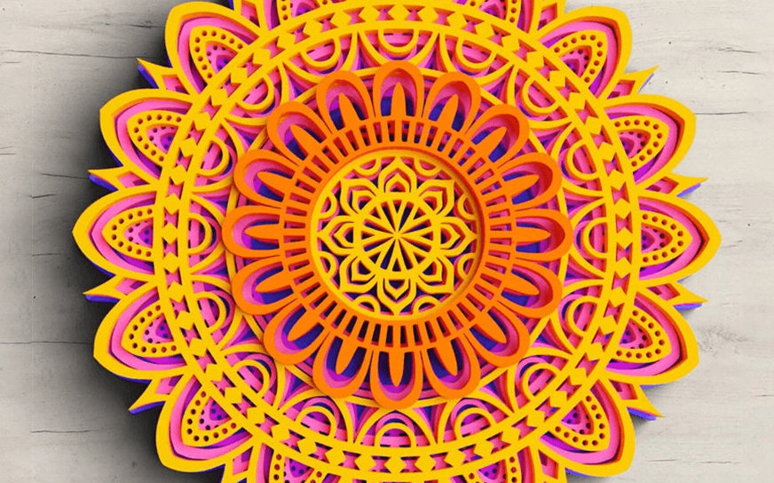 Intra απο ξύλο plywood 3mm-4mm πάχος 3D Mandala Flower Δίασταση 30x30 cm INTRAFABR-77074638