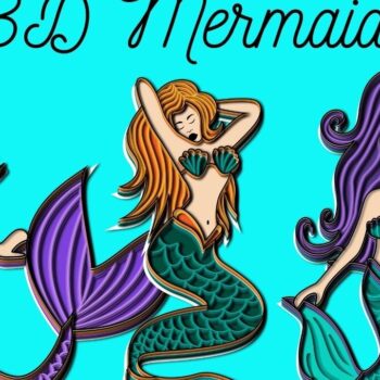 Intra απο ξύλο plywood 3mm-4mm πάχος 3D Mermaids Δίασταση 30x20 cm INTRAFABR-17904414 - Image 1