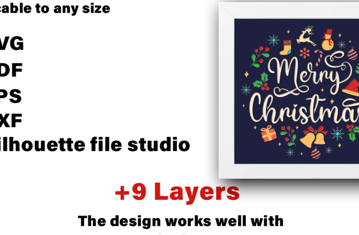 Intra απο ξύλο plywood 3mm-4mm πάχος 3D Merry Christmas Shadow Box Δίασταση 20x30 cm INTRAFABR-80967980 - Image 4