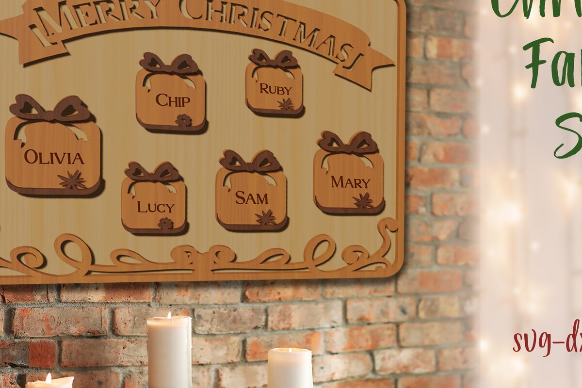 Intra απο ξύλο plywood 3mm-4mm πάχος 3D Καλά Χριστούγεννα . Οικογένεια Χριστουγέννων Δίασταση 15x15 cm INTRAFABR-79228264