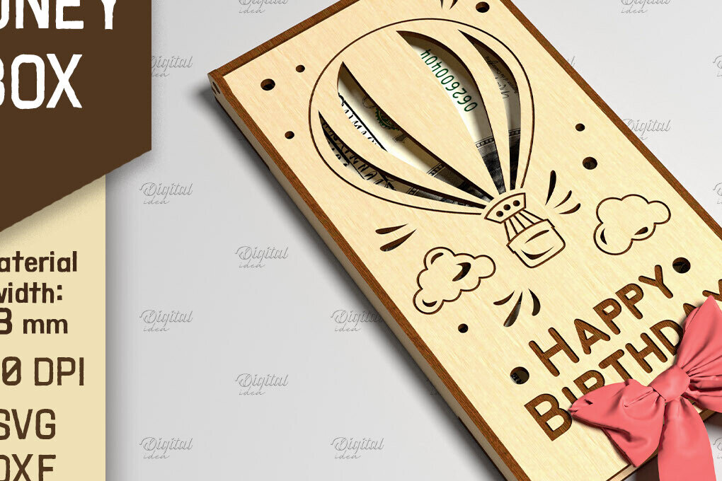 Intra απο ξύλο plywood 3mm-4mm πάχος 3D Money Box. Κουτί δώρου μετρητών Δίασταση 10x10 cm INTRAFABR-86217513