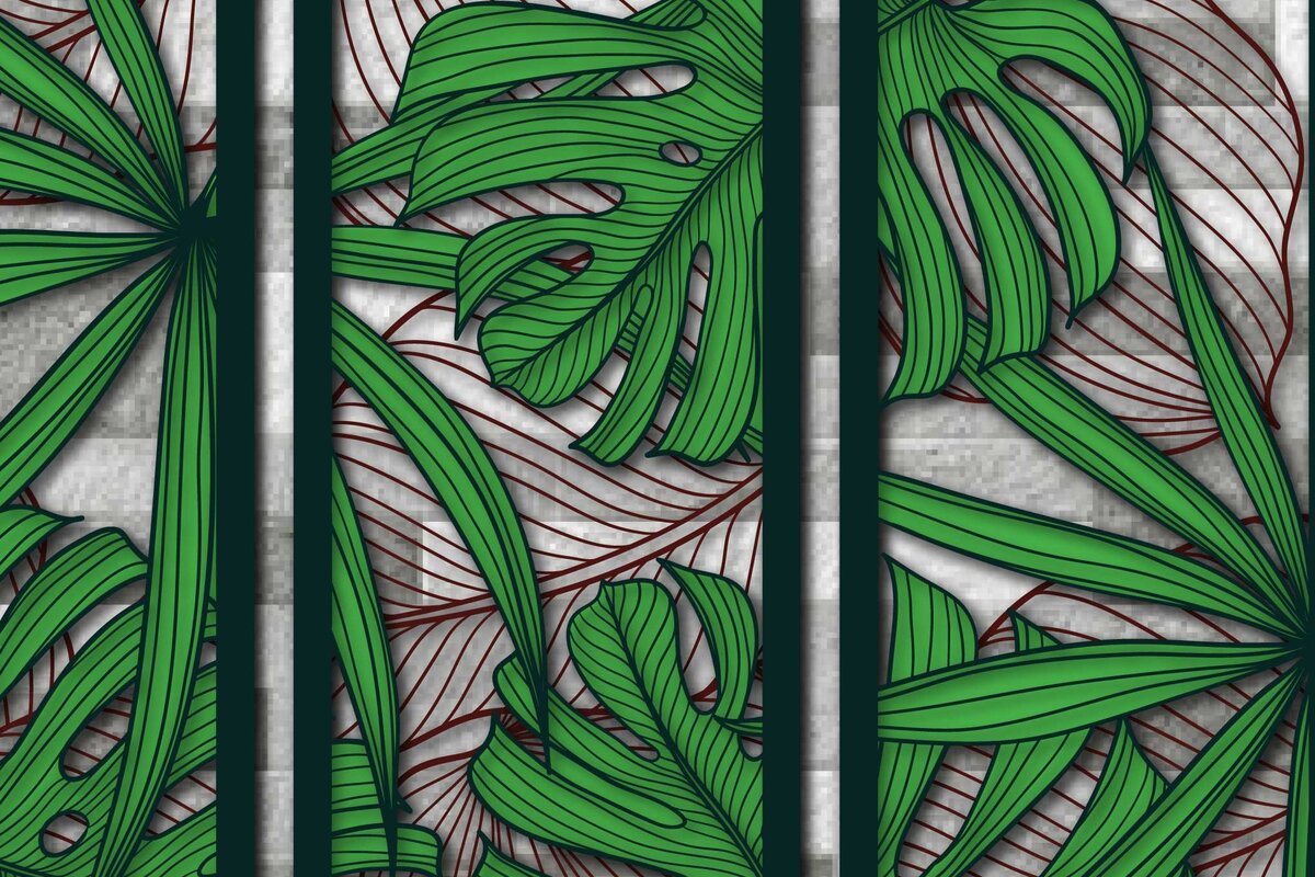 Intra απο ξύλο plywood 3mm-4mm πάχος διακόσμησης τοίχου με πάνελ 3D Monstera Δίασταση 40x40 cm INTRAFABR-71070799