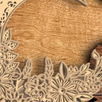 Intra απο ξύλο plywood 3mm-4mm πάχος 3D Moon Flower , 3D Layered Paper Cut Δίασταση 30x20 cm INTRAFABR-75129763 - Image 1
