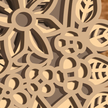 Intra απο ξύλο plywood 3mm-4mm πάχος 3D Moon Flower , 3D Layered Paper Cut Δίασταση 30x20 cm INTRAFABR-75129763 - Image 3