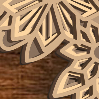 Intra απο ξύλο plywood 3mm-4mm πάχος 3D Moon Flower , 3D Layered Paper Cut Δίασταση 30x20 cm INTRAFABR-75129763 - Image 5