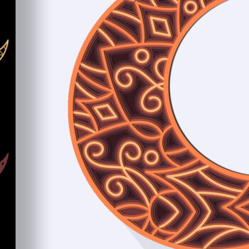 Intra απο ξύλο plywood 3mm-4mm πάχος αποκοπής με 3D Moon Mandala Δίασταση 30x30 cm INTRAFABR-24714206 - Image 1