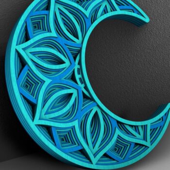Intra απο ξύλο plywood 3mm-4mm πάχος 3D Moon Mandala , Paper Cut Moon 3D Δίασταση 234x234 cm INTRAFABR-29234074 - Image 2