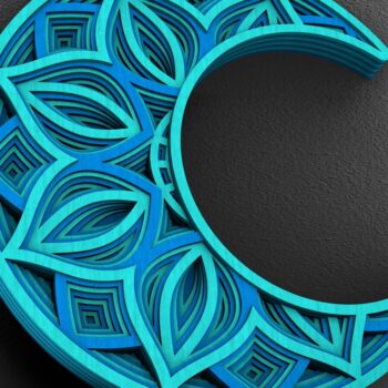 Intra απο ξύλο plywood 3mm-4mm πάχος 3D Moon Mandala , Paper Cut Moon 3D Δίασταση 234x234 cm INTRAFABR-29234074 - Image 3