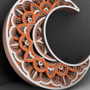 Intra απο ξύλο plywood 3mm-4mm πάχος 3D Moon Mandala , Papercut Moon 3D Δίασταση 234x234 cm INTRAFABR-29234156 - Image 2