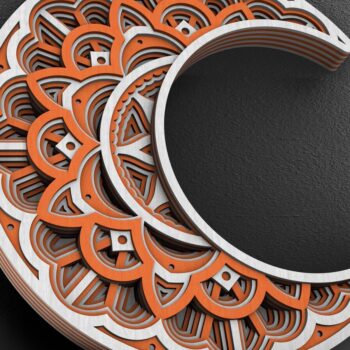 Intra απο ξύλο plywood 3mm-4mm πάχος 3D Moon Mandala , Papercut Moon 3D Δίασταση 234x234 cm INTRAFABR-29234156 - Image 3
