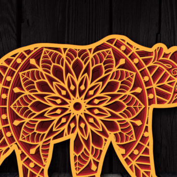 Intra απο ξύλο plywood 3mm-4mm πάχος 3D Multi-layer Bear Mandala Cut Δίασταση 30x30 cm INTRAFABR-104193184 - Image 1