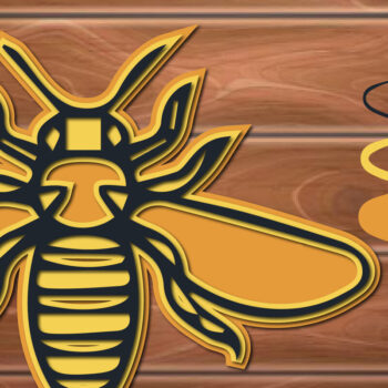 Intra απο ξύλο plywood 3mm-4mm πάχος 3D Multi Layer Bee Δίασταση 15x15 cm INTRAFABR-17294603 - Image 1