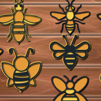 Intra απο ξύλο plywood 3mm-4mm πάχος 3D Multi Layer Bee Δίασταση 15x15 cm INTRAFABR-17294834 - Image 1