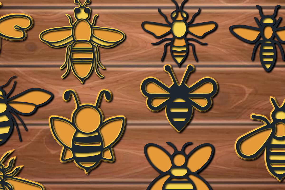 Intra απο ξύλο plywood 3mm-4mm πάχος 3D Multi Layer Bee Δίασταση 15x15 cm INTRAFABR-17294834