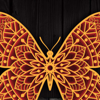 Intra απο ξύλο plywood 3mm-4mm πάχος 3D Multi-layer Butterfly Mandala Δίασταση 30x30 cm INTRAFABR-104193006 - Image 1