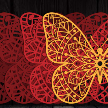 Intra απο ξύλο plywood 3mm-4mm πάχος 3D Multi-layer Butterfly Mandala Δίασταση 30x30 cm INTRAFABR-104193006 - Image 2