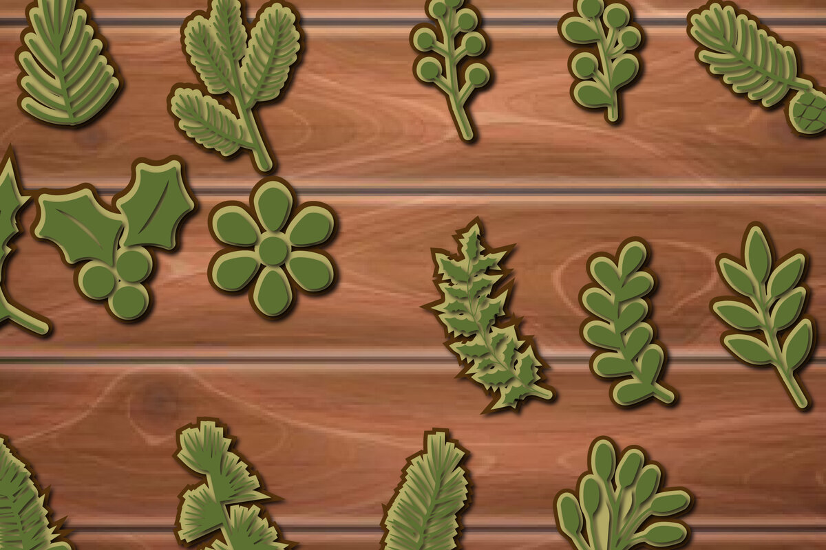 Intra απο ξύλο plywood 3mm-4mm πάχος Τρισδιάστατη δέσμη χριστουγεννιάτικων φύλλων πολλαπλών στρώσεων Δίασταση 15x15 cm INTRAFABR-17160483