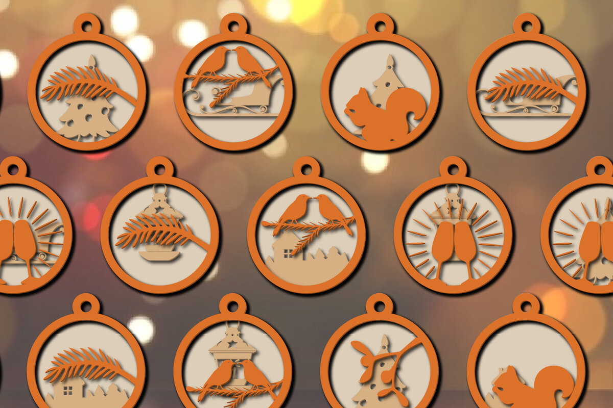 Intra απο ξύλο plywood 3mm-4mm πάχος Τρισδιάστατα χριστουγεννιάτικα στολίδια πολλαπλών στρώσεων Δίασταση 8x8 cm INTRAFABR-20145695