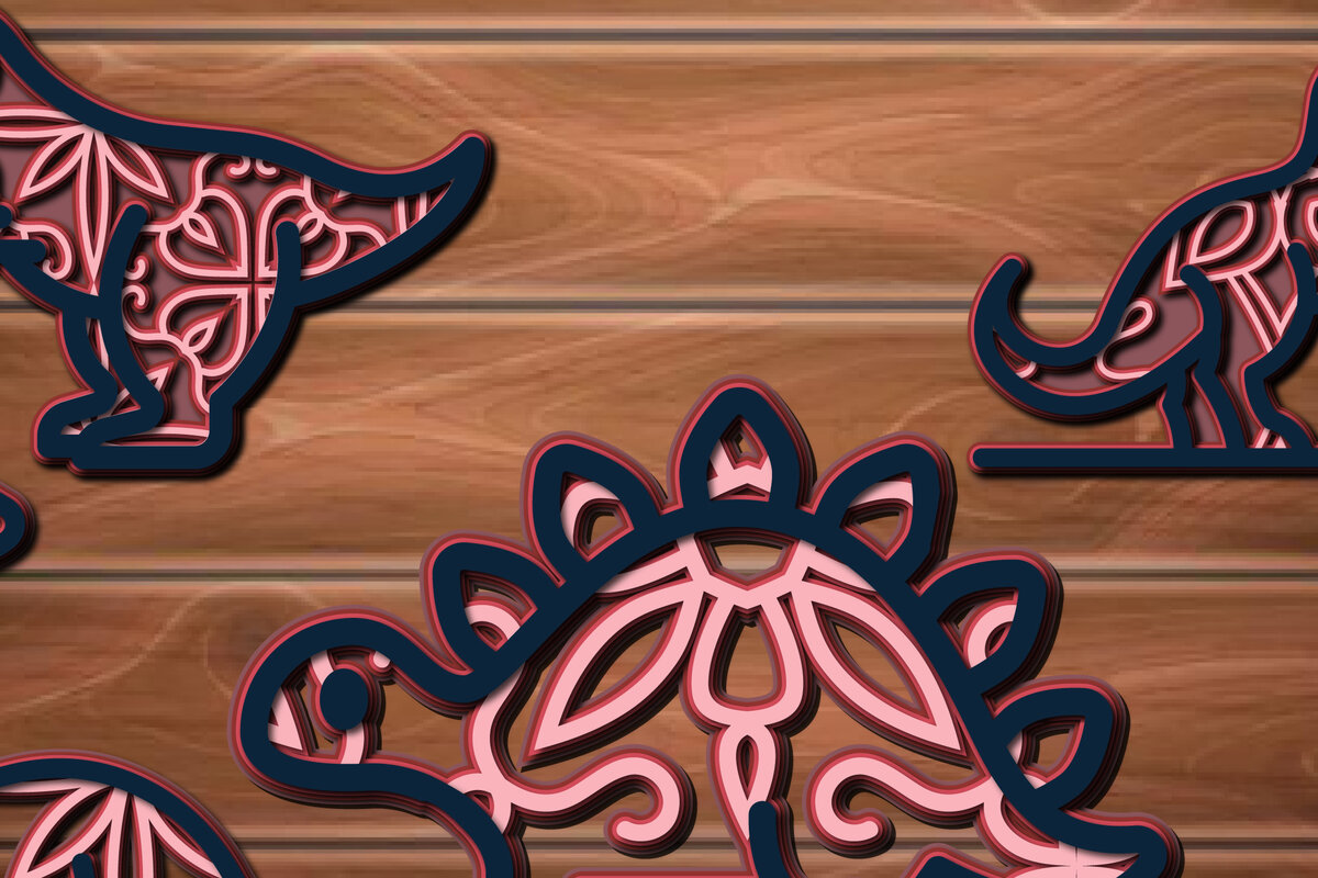 Intra απο ξύλο plywood 3mm-4mm πάχος 3D Multi Layer Dinosaur Cut  Δίασταση 8x8 cm INTRAFABR-17242162