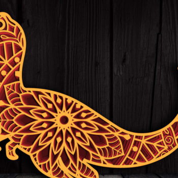 Intra απο ξύλο plywood 3mm-4mm πάχος 3D Πολυεπίπεδο Dinosaur Mandala Δίασταση 30x30 cm INTRAFABR-104260620 - Image 1