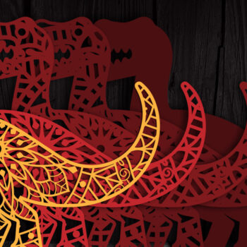 Intra απο ξύλο plywood 3mm-4mm πάχος 3D Πολυεπίπεδο Dinosaur Mandala Δίασταση 30x30 cm INTRAFABR-104260620 - Image 2