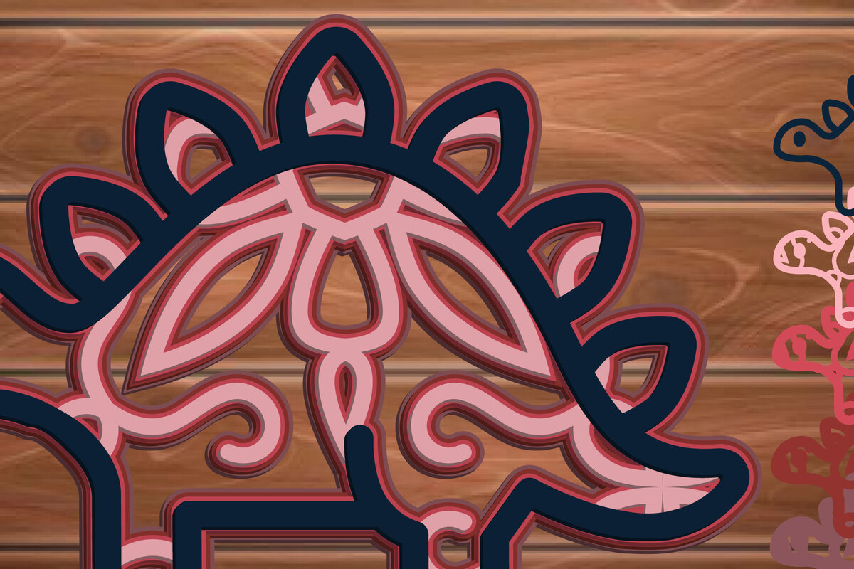 Intra απο ξύλο plywood 3mm-4mm πάχος 3D Multi Layer Dinosaur Δίασταση 8x8 cm INTRAFABR-15330872