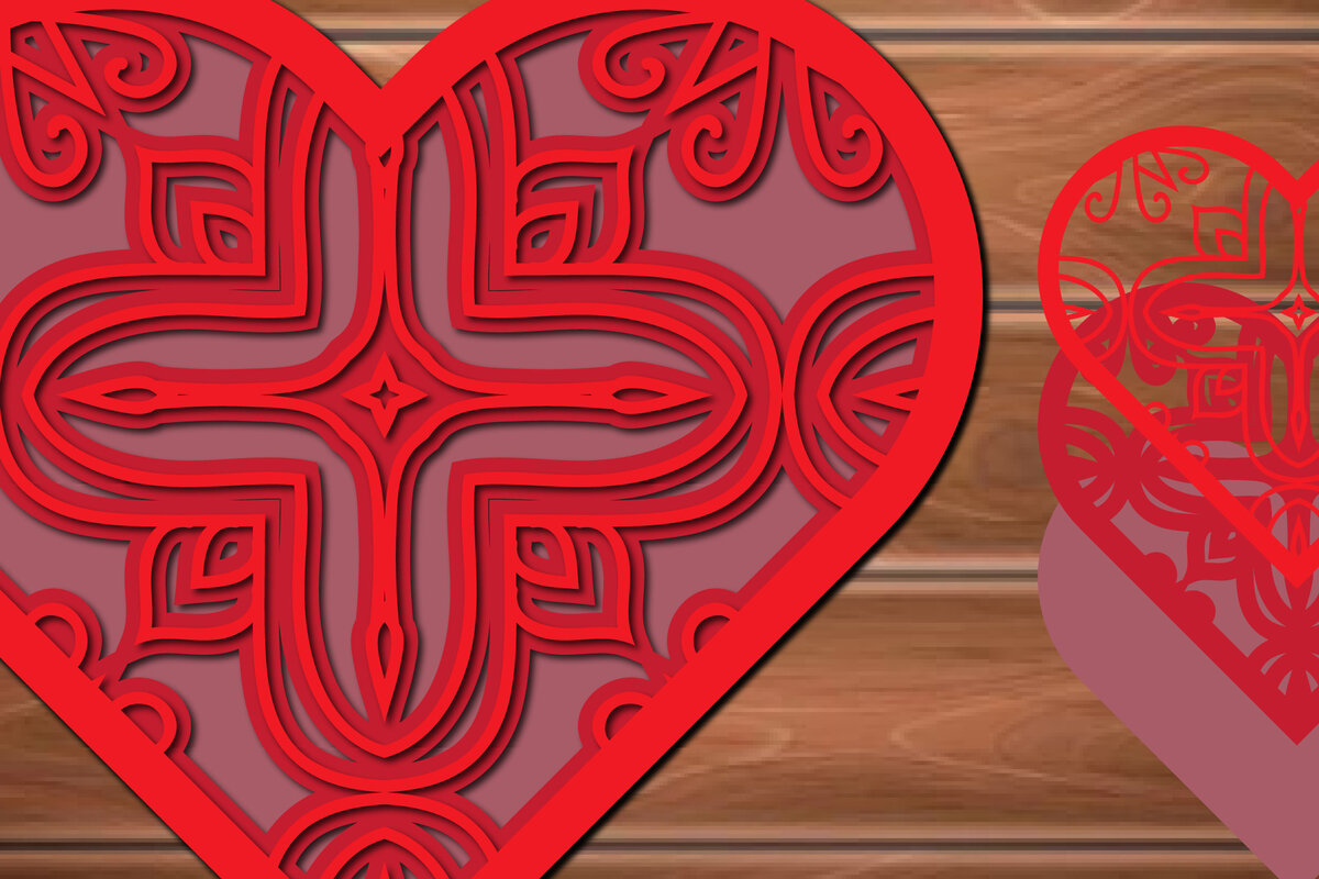 Intra απο ξύλο plywood 3mm-4mm πάχος 3D Multi-layer Heart Decor Cut  Δίασταση 15x15 cm INTRAFABR-17454046 - Image 1