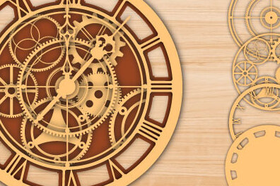 Intra απο ξύλο plywood 3mm-4mm πάχος 3D ρολόι πολλαπλών επιπέδων Δίασταση 15x15 cm INTRAFABR-25168350