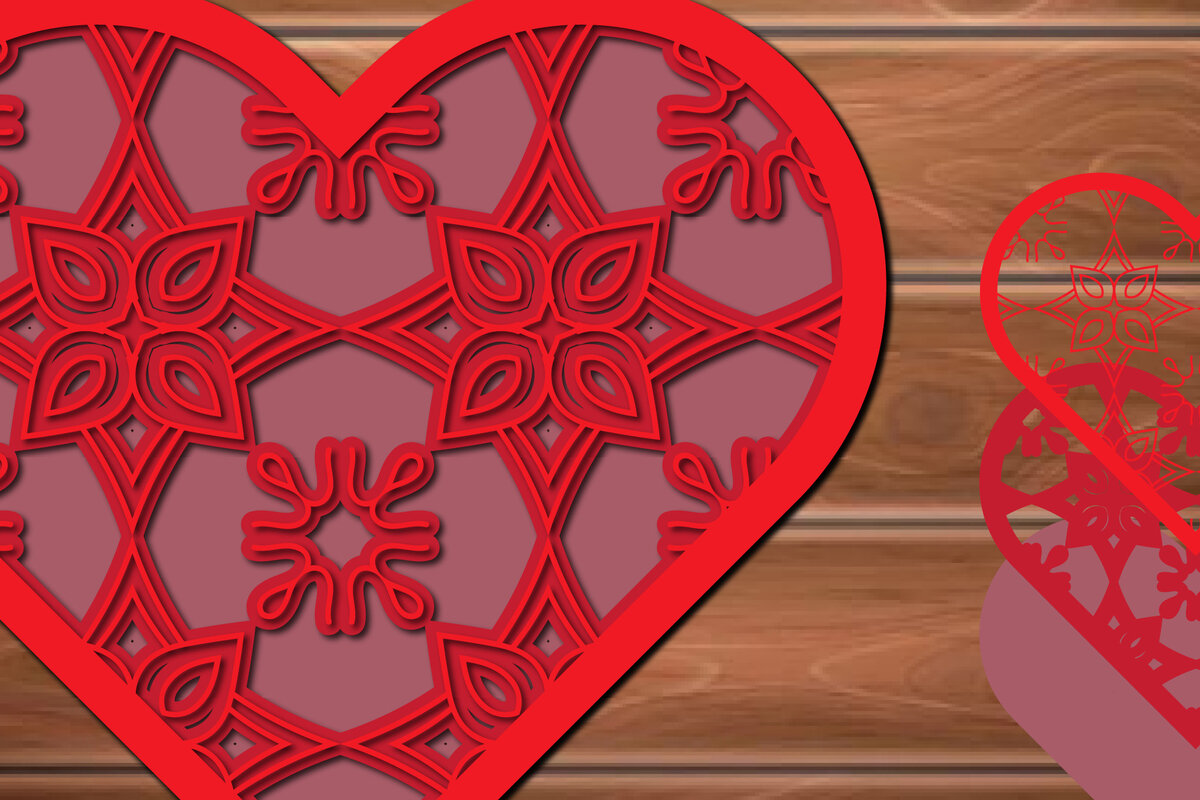 Intra απο ξύλο plywood 3mm-4mm πάχος 3d Multilayer Heart Decor Cut  Δίασταση 15x15 cm INTRAFABR-17451302 - Image 1