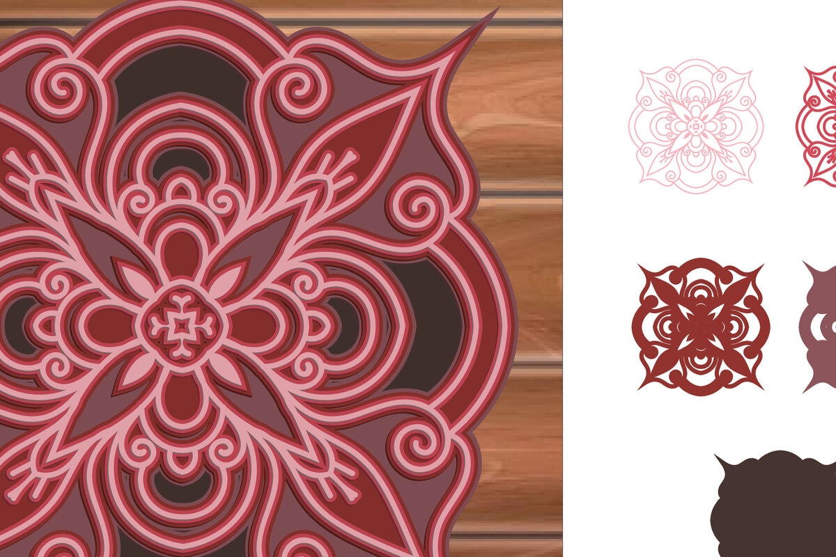 Intra απο ξύλο plywood 3mm-4mm πάχος 3D MultiLayer Mandala Cut File Δίασταση 30x30 cm INTRAFABR-14831035