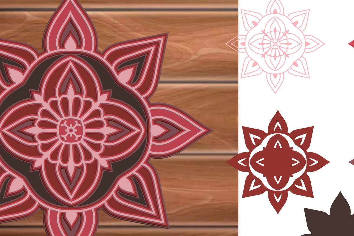 Intra απο ξύλο plywood 3mm-4mm πάχος 3D MultiLayer Mandala Cut File Δίασταση 30x30 cm INTRAFABR-14834462