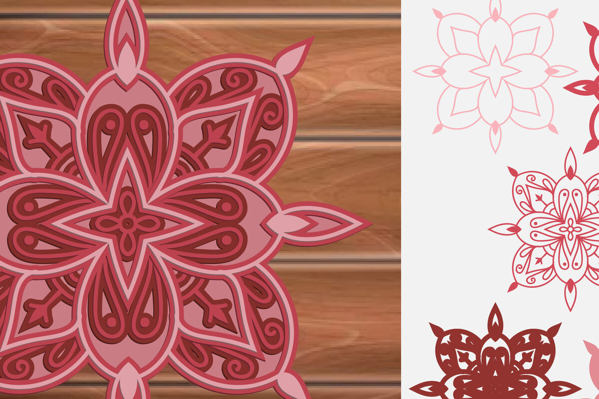 Intra απο ξύλο plywood 3mm-4mm πάχος 3D MultiLayer Mandala Cut File Δίασταση 30x30 cm INTRAFABR-14830200