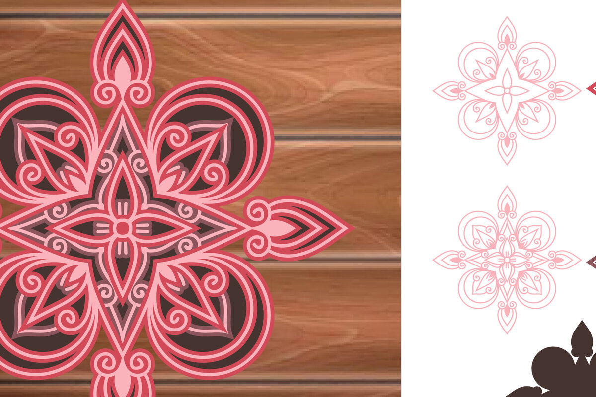 Intra απο ξύλο plywood 3mm-4mm πάχος 3d MultiLayer Mandala Cut File Δίασταση 30x30 cm INTRAFABR-14830721