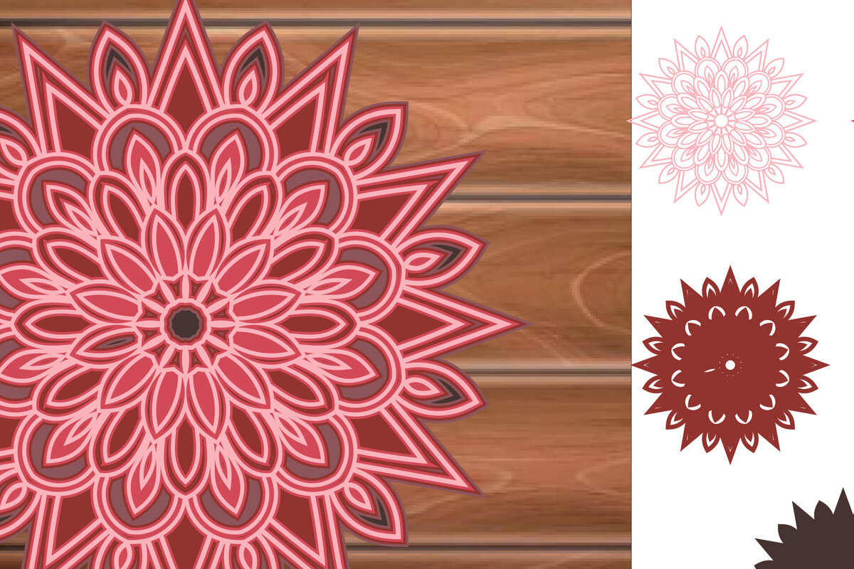 Intra απο ξύλο plywood 3mm-4mm πάχος 3D Multilayer Mandala Δίασταση 30x30 cm INTRAFABR-14904531