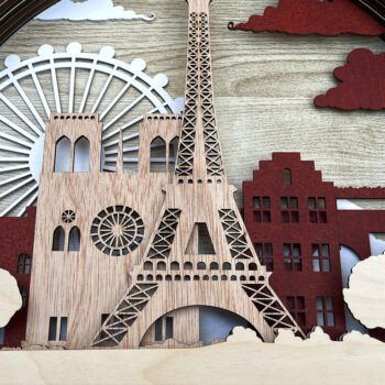 Intra απο ξύλο plywood 3mm-4mm πάχος κοπής με λέιζερ 3D πολλών επιπέδων Paris Δίασταση 15x15 cm INTRAFABR-14833152 - Image 1