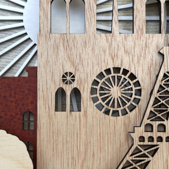 Intra απο ξύλο plywood 3mm-4mm πάχος κοπής με λέιζερ 3D πολλών επιπέδων Paris Δίασταση 15x15 cm INTRAFABR-14833152 - Image 7