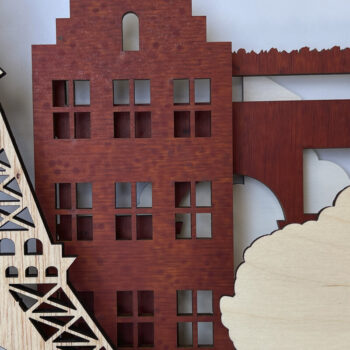 Intra απο ξύλο plywood 3mm-4mm πάχος κοπής με λέιζερ 3D πολλών επιπέδων Paris Δίασταση 15x15 cm INTRAFABR-14833152 - Image 8