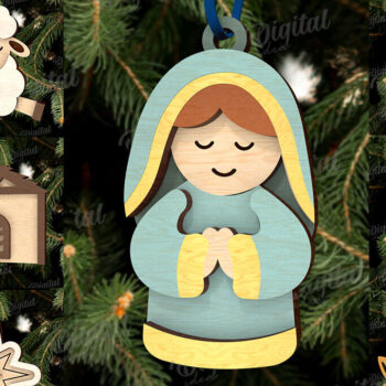 Intra απο ξύλο plywood 3mm-4mm πάχος Δέσμη κοπής με λέιζερ τρισδιάστατα στολίδια της Γέννησης Δίασταση 8x8 cm INTRAFABR-110764599 - Image 1