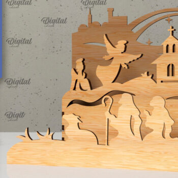 Intra απο ξύλο plywood 3mm-4mm πάχος Σχεδιασμός κοπής με λέιζερ 3D σκηνής της Γέννησης Δίασταση 30x20 cm INTRAFABR-107567192 - Image 1
