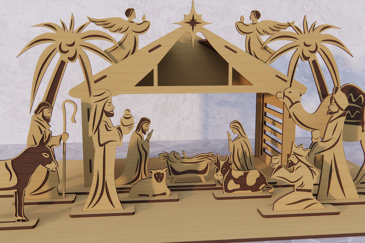 Intra απο ξύλο plywood 3mm-4mm πάχος Τρισδιάστατη δέσμη βάσης γέννησης  Δίασταση 30x20 cm INTRAFABR-80867029