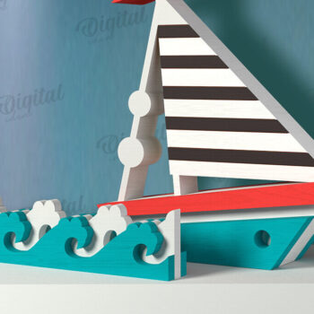 Intra απο ξύλο plywood 3mm-4mm πάχος 3D Ocean Shelf Sitter Δίασταση 30x20 cm INTRAFABR-121598203 - Image 1