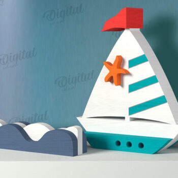 Intra απο ξύλο plywood 3mm-4mm πάχος 3D Ocean Shelf Sitter Δίασταση 30x20 cm INTRAFABR-121598320 - Image 1