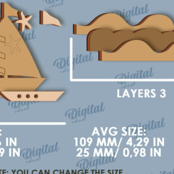 Intra απο ξύλο plywood 3mm-4mm πάχος 3D Ocean Shelf Sitter Δίασταση 30x20 cm INTRAFABR-121598320 - Image 2