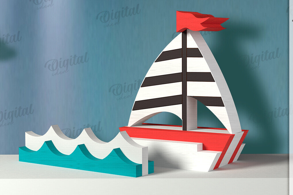 Intra απο ξύλο plywood 3mm-4mm πάχος 3D Ocean Shelf Sitter Δίασταση 30x20 cm INTRAFABR-121598333